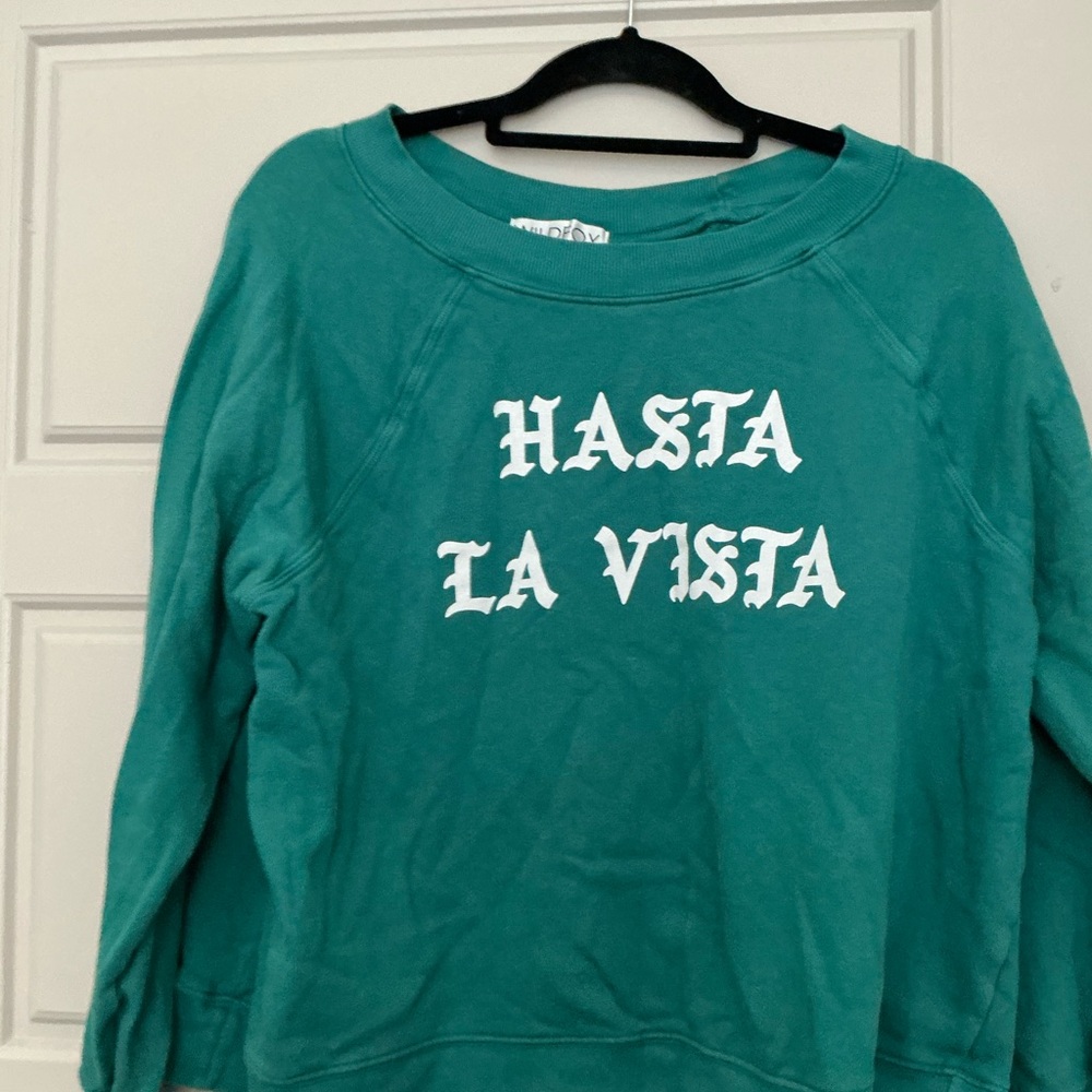 Wildfox Teal 'Hasta La Vista' Sweatshirt
